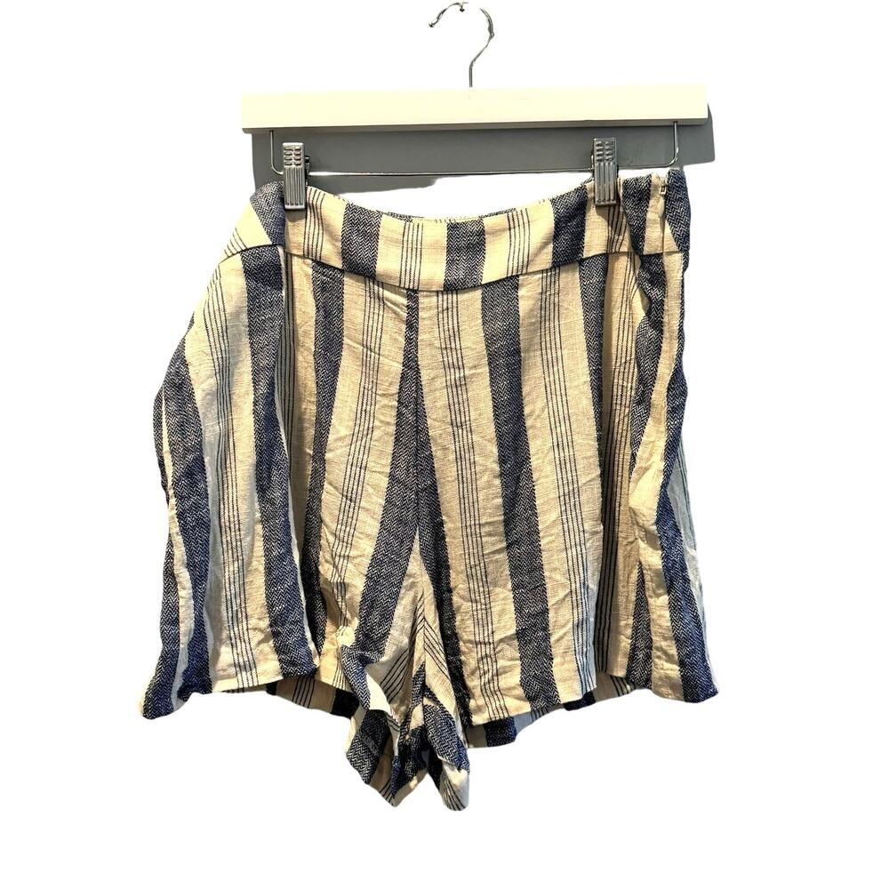 Madison Women's Beachy Linen Striped Shorts, Size 14 - Summer Essential!
